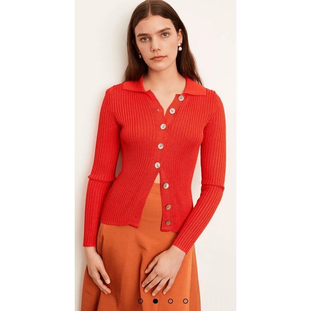 ✨VINCE Burnt Orchid Ribbed Collard Sz XL Cardigan✨